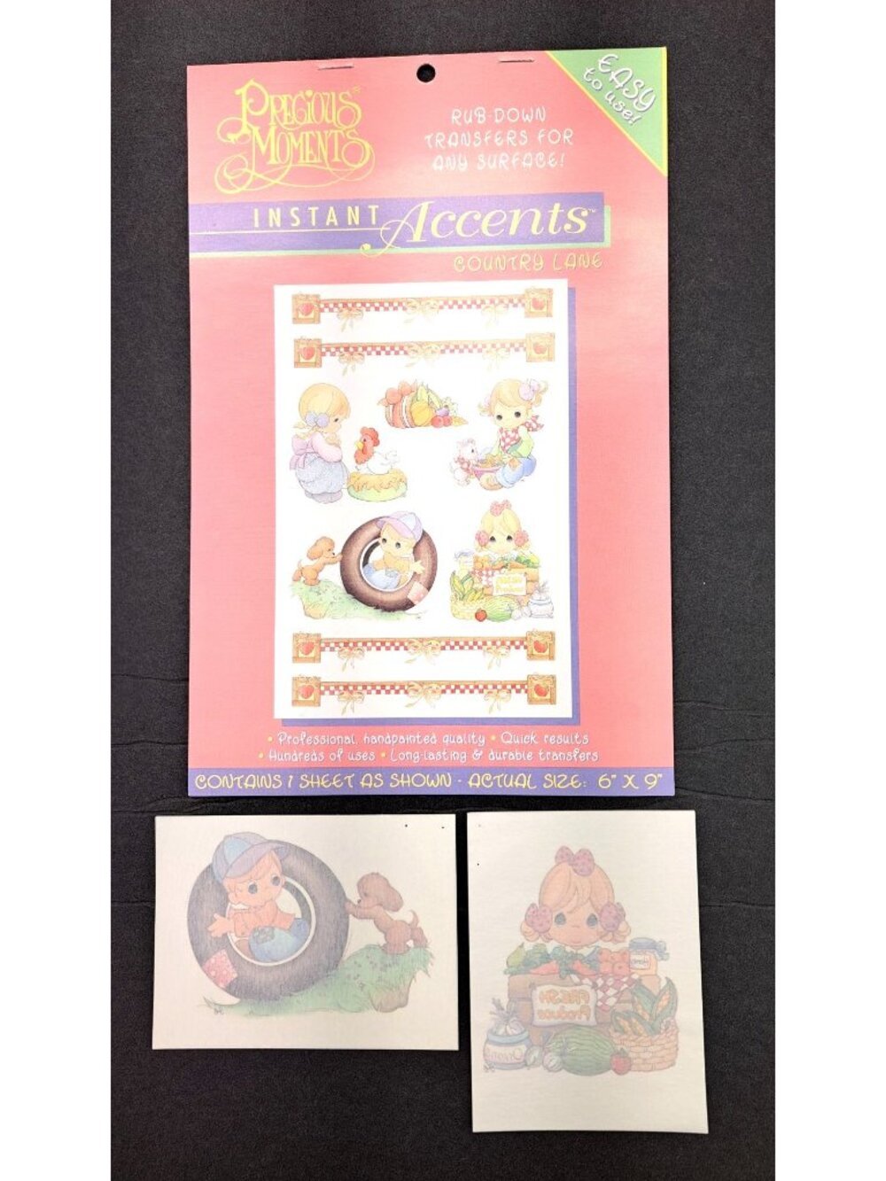 Vintage Precious Moments Country Lane Rub-On Transfers Crafts Decor + 2 Tattoos